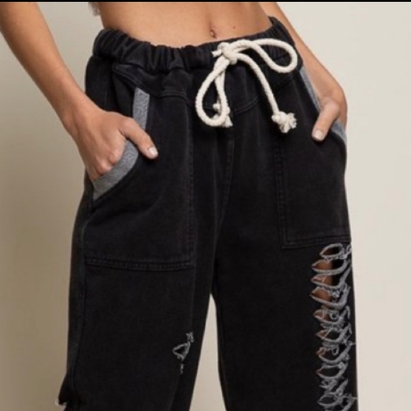 POL Black Destroyed Joggers - Picture 2 of 7